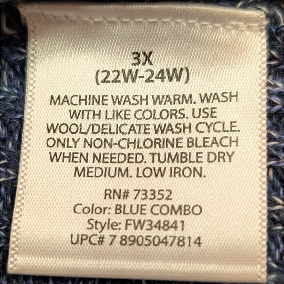 Faded Glory Blue Heather Lightweight Loose Knit Sweater Size 3X (22W-24W) Comfy - Picture 4 of 11